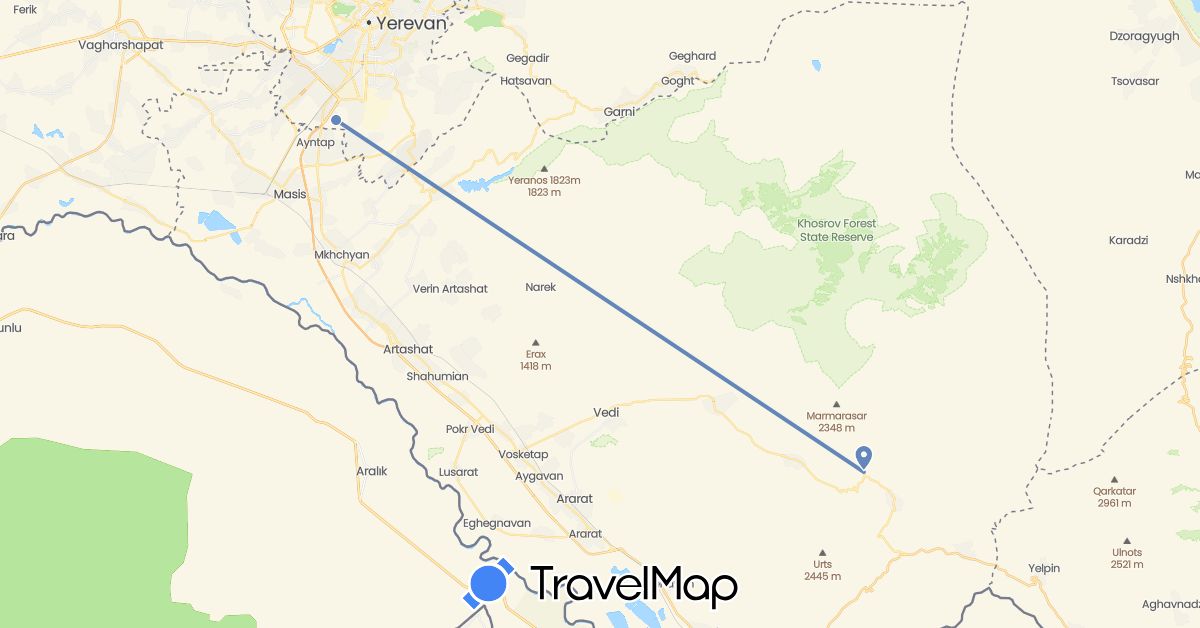 TravelMap itinerary: driving, cycling in Armenia (Asia)